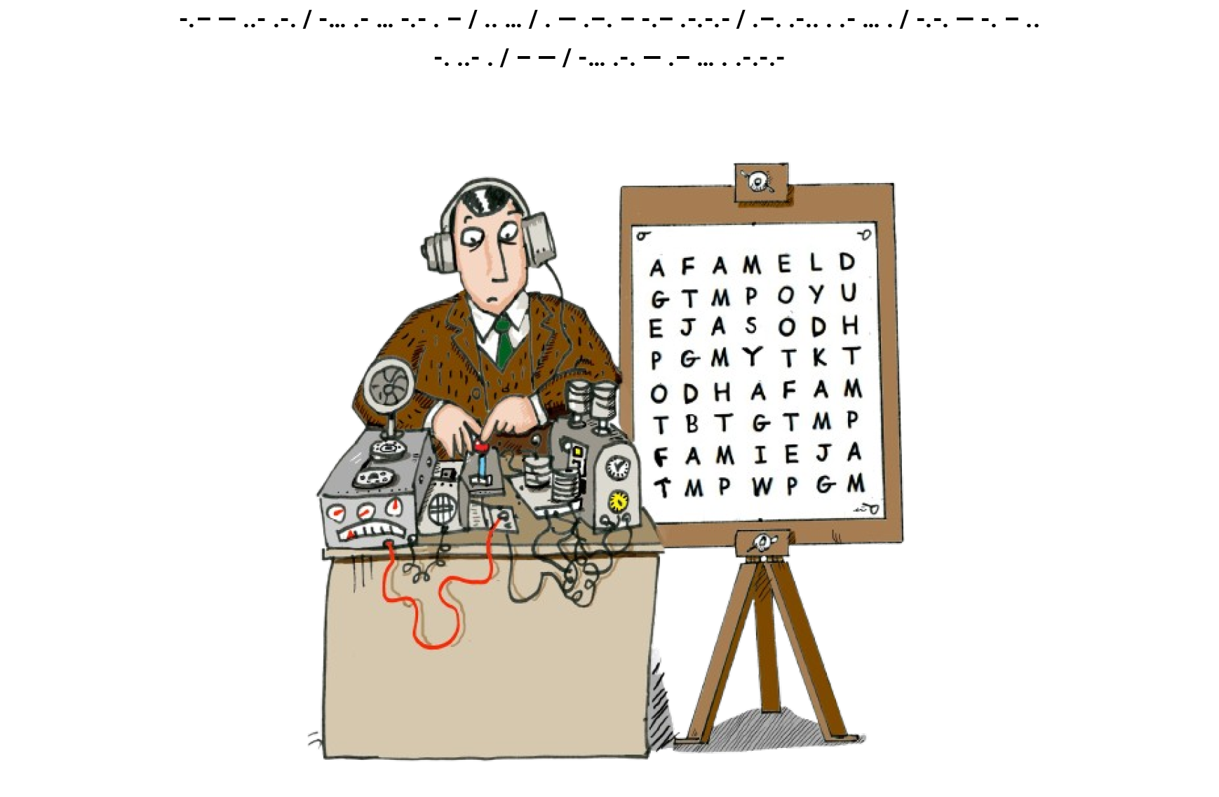 Radio operator decoding a crossword
